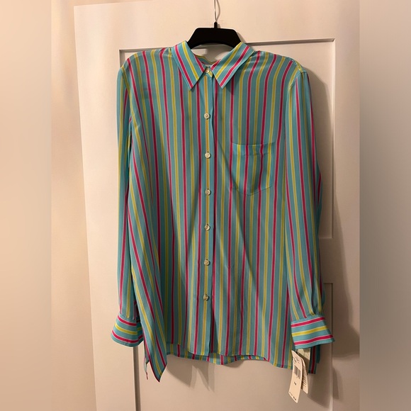 Evan-Picone long sleeve colorful stripped blouse - Picture 1 of 7